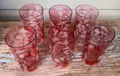 Vintage Cranberry Drinking Glasses Tumblers Retro Federal Glass 1930’s Set of 6