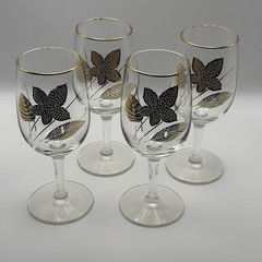 Vintage Libbey 22K Gold Trim Brandy Snifters Gold Leaf 4 Wine Glasses 6oz MCM