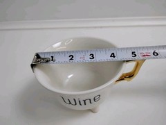 Creative Co-op Wine Ceramic Footed Cup White Gold Handle