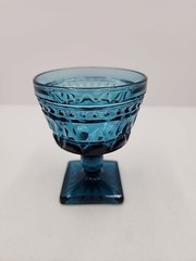 Vtg MCM Indiana Glass Aqua Blue Park Lane Colony Footed Sherbet Glasses 6pc 4.4″
