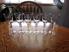 Wine Sherry Etched Cut Paneled 3 Oz – Set of 6