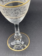 Glastonbury Lotus Brocade, Gold Trim: Wine Goblet 6″ Tall