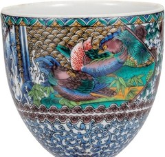 JAPAN KUTANI Kutani Yaki Wine Cup Old Kutani Flower and Bird 120cc Made in Japan
