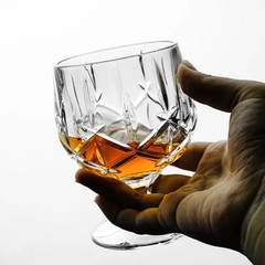 Criss Cross Crystal Cognac Glasses Heavy Cut Bohemia Brandy Snifter Set of 2