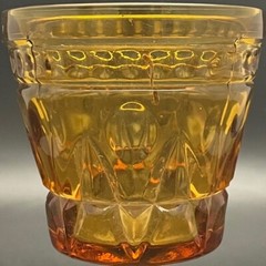 Indiana Glass Amber Park Lane Goblet Drinking Glass 2pc Set 1968-1987 USA 8oz