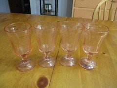 VTG Indian Glass Water Goblets-4 In The Madrid Pattern,1970’s/1980’s,6 1/2″ High