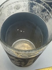 Set 4 Greek Revival Highball Glasses Tumblers Blue White Silver Figural Motif