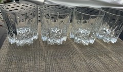 Set Of 4 Made In Italy Starburst Double Old-Fashioned Lowball Whiskey Glasses