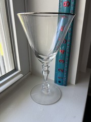 (8)Tiffin-Francsican Montclair Crystal Water Goblet Platinum Rim 7”