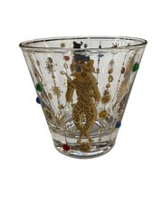 CULVER MARDI GRAS HARLEQUIN MCM JEWELS 22KT GOLD FLARED ROCKS GLASS SET OF 3
