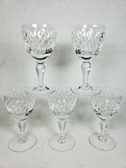 Royal Brierley Crystal Coventry Pattern Set Of 5 Wine Glasses 5 1/4″ Tall