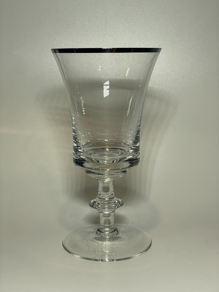 Gorham Crystal Cavalier Water Goblet Glass with Wide Platinum Rim