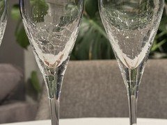 Pier 1 Reflections Clear Crackle Glass Champagne Flutes 9 7/8” Set Of 4