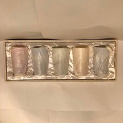 KAGAMI CRYSTAL Edo Kiriko 5-Color Set Red Blue Green Yellow Purple Cut Glass