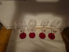 4 Vintage HUTSCHENREUTHER RUBINO Wine Stem Ruby Blood Red Twist Art Glass Blown