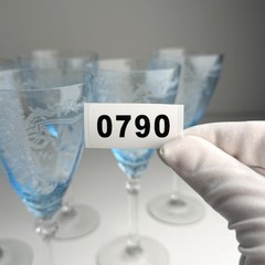 SET OF 6 Fostoria JUNE BLUE Goblets Elegant Etched Water Glases 10oz 8 1/4″