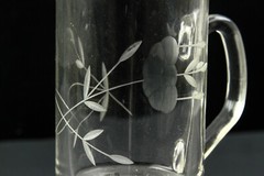 VINTAGE HERITAGE PRINCESS HOUSE ETCHED FOOTED COFFEE MUGS GLASSES SET OF 3