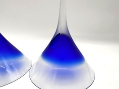 BLOCK Rainy Day Fashioned Frosted Cut to Clear Crystal Martini Glass 2pc Set