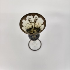Vintage Venice scene cordial glass, smoked gray MCM
