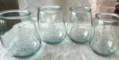 San Miguel Glass Tumblers 100% Recycled Glass Lot Of 4 Christmas Tree Set