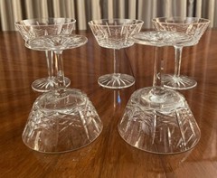 Vintage Cavan Cut Base Crystal 5 1/8” Champagne Glasses Set Of 6 ( Revised +1)