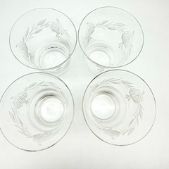 VTG Glastonbury-Lotus Arbor Rose Cut Crystal Rocks Lowball Tumblers Set 4 USA