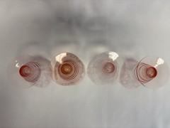 Vintage Cambridge Glass Cleo Pink 8oz Footed Tumbler Art Deco Etched Water Glass