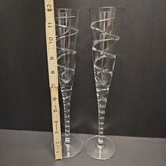 Godinger Spiral Champagne Toasting Flutes, Cut Lead Crystal, 12″- Set Of 2 – F3