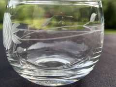 Set of 6 Schott-Zwiesel Clear Gray Cut Vintage Rose 5oz Roly Poly Glasses EUC
