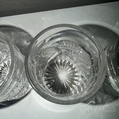 Set of 4 Glass Tumblers HORN OF PLENTY Pattern 3 5/8 “ tall excellent condition