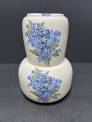 Vintage Hand painted Glass Tumble Up Hydrangea Bedside Carafe