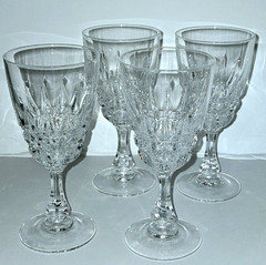 Cristal D’Arques Durand 4 Pompadour Wine Glasses 6″ Cut Crystal France