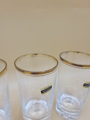 Mikasa Gold Crystal Highball or Water Glasses 5 1/2″ Set of 4 New In Box See Dis