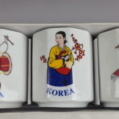 Vintage SAE-CHEN Ceramic Korean Folkcraft Wine Cup Set 5-Piece Made in Korea