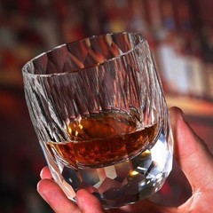 Hand Cut Crystal Whiskey Glass Edo Kiriko Style Luxury Clear Diamond Tumbler Cup