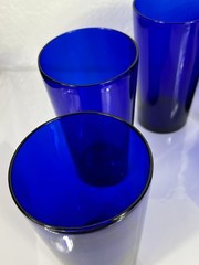 Set of 6 VTG LIBBEY Cobalt Blue Tumbler 6-1/4″ Tall Drinking Glasses 16 oz MCM