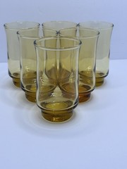 Vintage Anchor Hocking ESPRIT Honey Gold 6 Oz Juice Glasses Tumblers – Set of 6