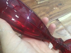 RARE htf red paneled flutes 8» set of 7 Duratuff? Hocking? red glass Xmass