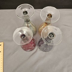 Bohemian Cut to Clear Set of 4 Cocktail Glasses Czech 6.5″, 4 colors, 8oz.