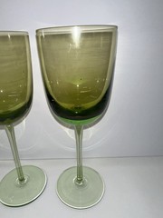 Vintage Green Stemmed Wine Glasses Set Of Four 9” Tall Holds 12 Fluid Ounces
