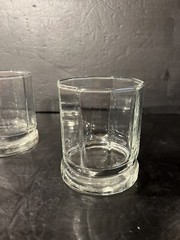 Vintage Anchor Hocking Essex Clear 10 Panel Footed Juice Glasses 6 oz Set 4