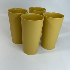 Vintage Tupperware 16oz Tumbler Set 4 Harvest Gold Mustard Yellow 873 USA