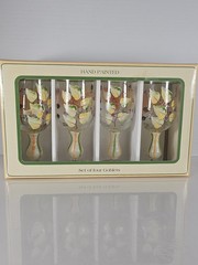4 Cambridge Potteries LTD Hand Painted Fall Leaves & Berries Water/Wine Goblets
