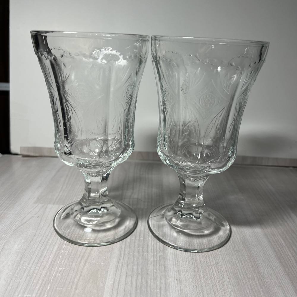 2 Indiana Glass RECOLLECTION CLEAR Water Goblets 6.5”