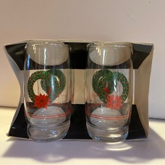 Christmas Wreath Glasses Jc Penny Seanson’s Greetings Set Of 4 NOS