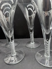 Reticello Latticino Stem Goblets Venetian Murano Style Hand Blown Art Glass Set