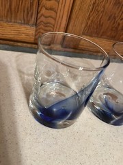Libbey Blue Ribbon Swirl Dimple Rocks Glasses Set of 2