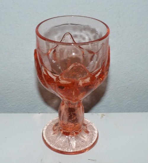 VTG Franciscan Lotus Flower Pink Glass Footed Goblet Sherbet Glass 5.5″