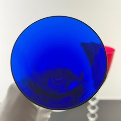 Baccarat Vega Fortissimo Crystal Wine Glass 23cm Blue Red Set of 2 Near Mint