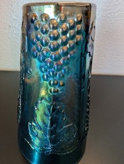 VINTAGE Indiana Glass Harvest Blue CARNIVAL Tumbler Embossed Grapes w/Leaves